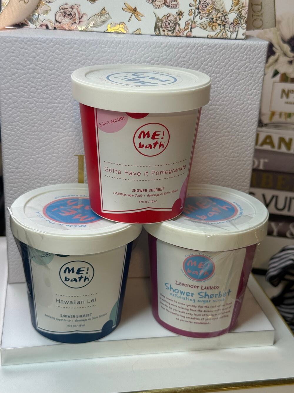 Me! bath Shower Sherbet Sugar Scrub - 3 Pc BUNDLE - NEW